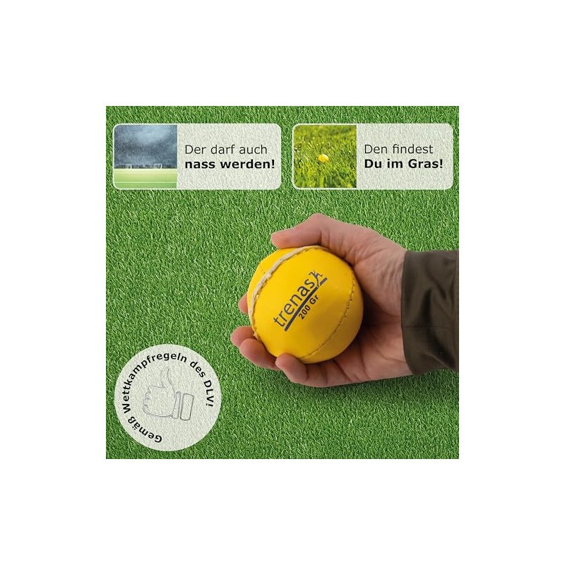 TRENAS Leather Athletics Throwing Ball - 200 GM - Yellow