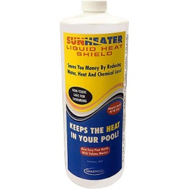 Sunheater Liquid Solar Blanket for Pools, Cover Free Liquid Heat Shield, Non-Toxic and Safe for Swimmers, Reduces Heat Loss, Chemical Loss and Water Evaporation, New and Improved Formula, 32 oz Bottle