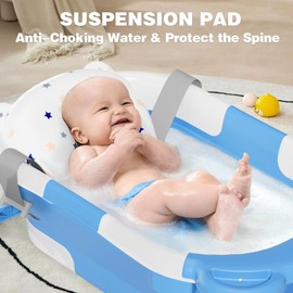 MoreFeel Collapsible Baby Bathtub for Newborn,Bear,Babyblue