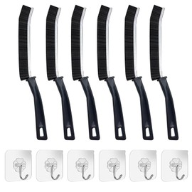 Pack of 6 Hard Bristles Corner Cleaning Brush, Gap Cleaning Brush with 6 Hooks, Multifunctional Joint Cleaning Brush, Narrow Cleaning Brush for Kitchen, Bathroom, Window, Tiles
