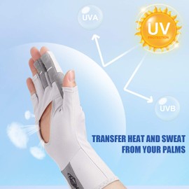 Palmyth UV Protection Fishing Fingerless Gloves UPF50+ Sun Gloves Men Women for Kayaking, Hiking, Paddling, Driving, Canoeing, Rowing (Air Light Gray, XX-Large)