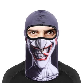 Cutewing 3D Balaclava Mask with Joker Funny Full Head Balaclava Cool Full Face Mask UV Protection Face Cover Cooling Neck Gaiter with 3PCS