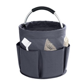 EUBSWA Universal Cleaning Bag, 17 L, Cleaning Agent Organiser, Foldable Storage Basket, Cleaning Organiser for Indoor, Garden, Bathroom, Grey