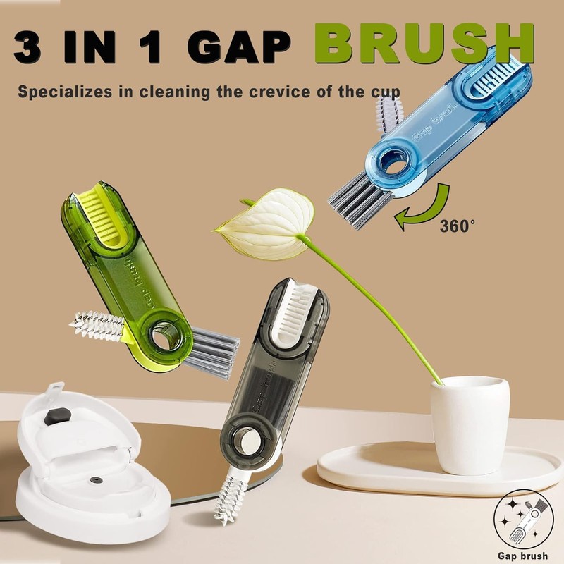 3 Pcs Cepillo para Botellas, Cepillo Limpiador de Tazas Multifuncional