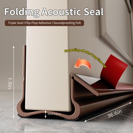 VI IN POPO New Upgrade 36.6 inch Under Door Draft Stopper Free Cutting Length， for Bottom of Door，Under Door Noise Stopper（Brown ）