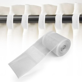 UKOFEW 10 cm web tape, curtain tape, loop tape, curtain tape for sewing, wide curtain tape for sewing, white curtain tape, ruffle tape for curtain rod (10 metres)