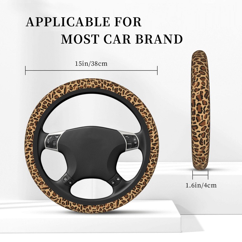 Leopard Steering Wheel Cover Anti-Slip and Practical 14.5-15 Inch Universal