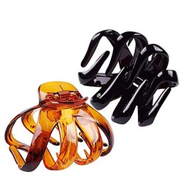 Fodattm Set of 2 Women Hard Plastic Octopus Hair Claws Jaw Clips High-grade Hair Clips Clamps Spider Hair Grip Hairpin (Large)