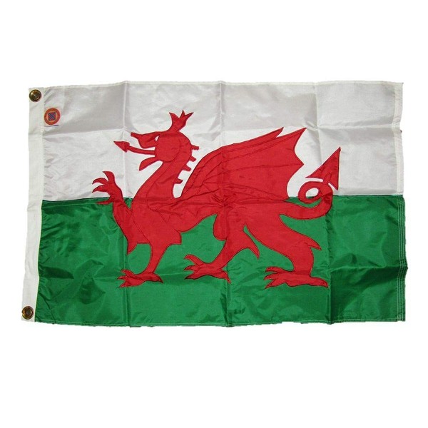 JumpingLight 2x3 Embroidered Sewn UK Wales Dragon 300D Nylon Flag