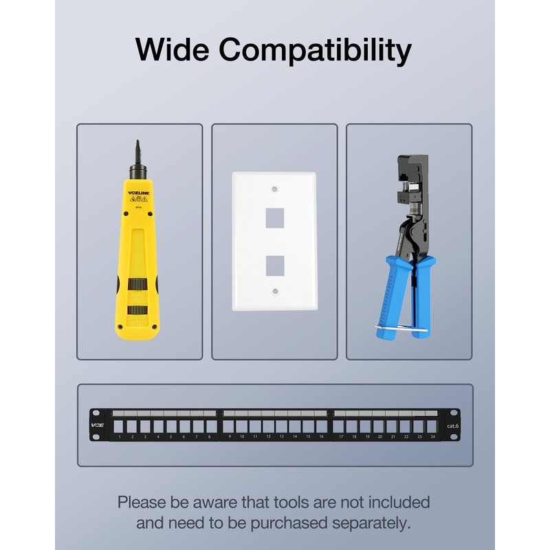 VCELINK RJ45 Cat6 Keystone Jacks, Dust-Proof Keystone Jacks, Slim Profile