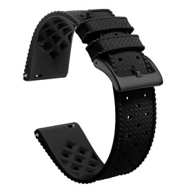 Artthurse Silicone Watch Bands Quick Release Tropical Style 18mm, 20mm, 22mm for Men and Women Replacement Rubber Watch Bands Soft Breathable Waterproof Sport Watchbands Straps(22mm,Black/Black)
