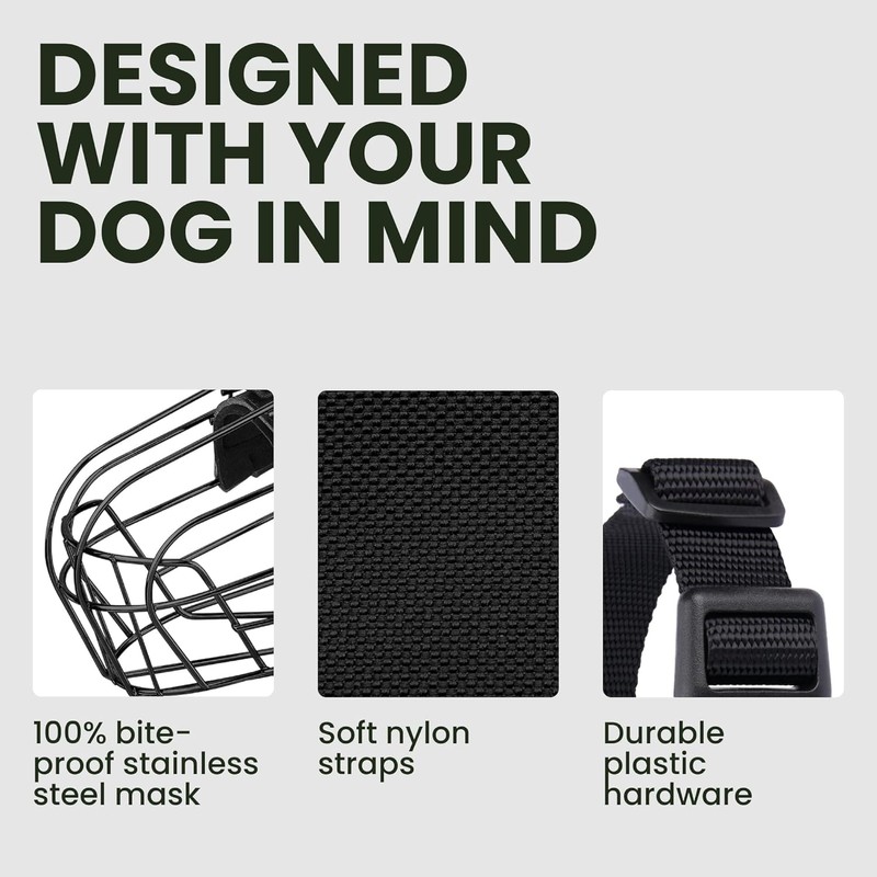 BRONZEDOG Pitbull Dog Muzzle Breathable Metal Basket for Large Dogs
