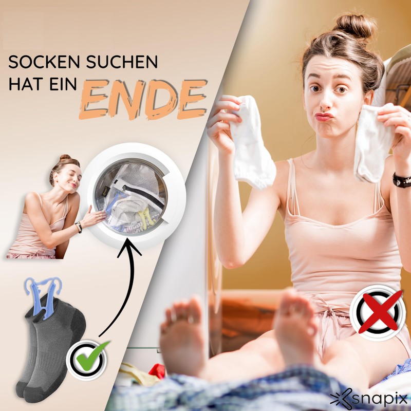 snapix® Sock Clips [Pack of 40] Including Peg Bag and