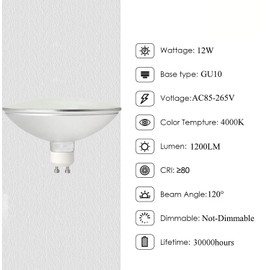 Edearkar 12W AR111 GU10 Reflector Flood Light Bulb Equivalent ES111 Bulb 120W, Natural Light 4000K, 120° Beam Angle, 1200 Lumens, Non-Dimmable, AC85-265V GU10 LED Reflector Light Bulbs, Pack of 4