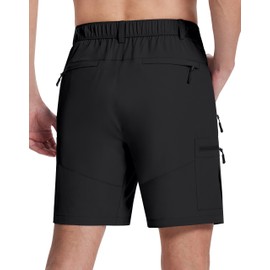 SERAMY Mens Hiking Cargo Shorts with 6 Zipper Pockets 9" Quick-Dry Lightweight Short for Golf Casual Fishing Outdoor Work