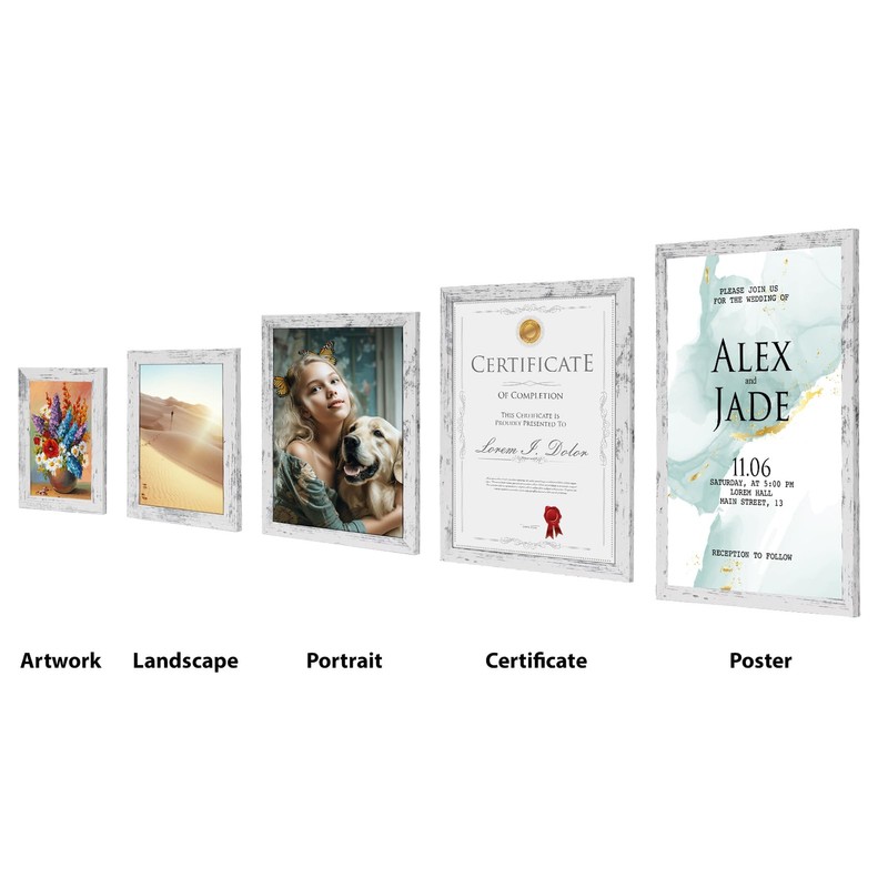HORLIMER 4x6 Picture Frame Set of 15, Distressed White Rustic