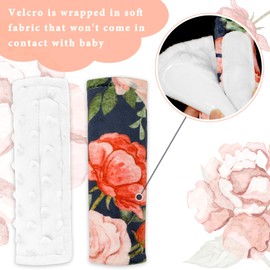 Baby Car Seat Strap Pads, Floral Infant Car Seat Strap Shoulder Pads for Girls Boys, Super Soft Seat Belt Covers for Car Seats, Pushchair, Stroller