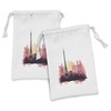 Ambesonne Notre Dame de Paris Fabric Pouch Set of 2,