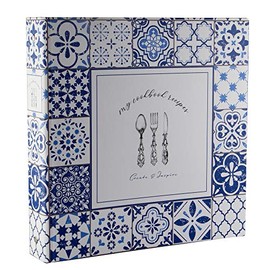 Cookbook Recipe Binder/Organizer, Blue Pattern 3-Ring Binder to Hold All Your Recipes and Recipe Cards, 6 Tabbed Divider Sections, 50 Matching Recipe Cards Included