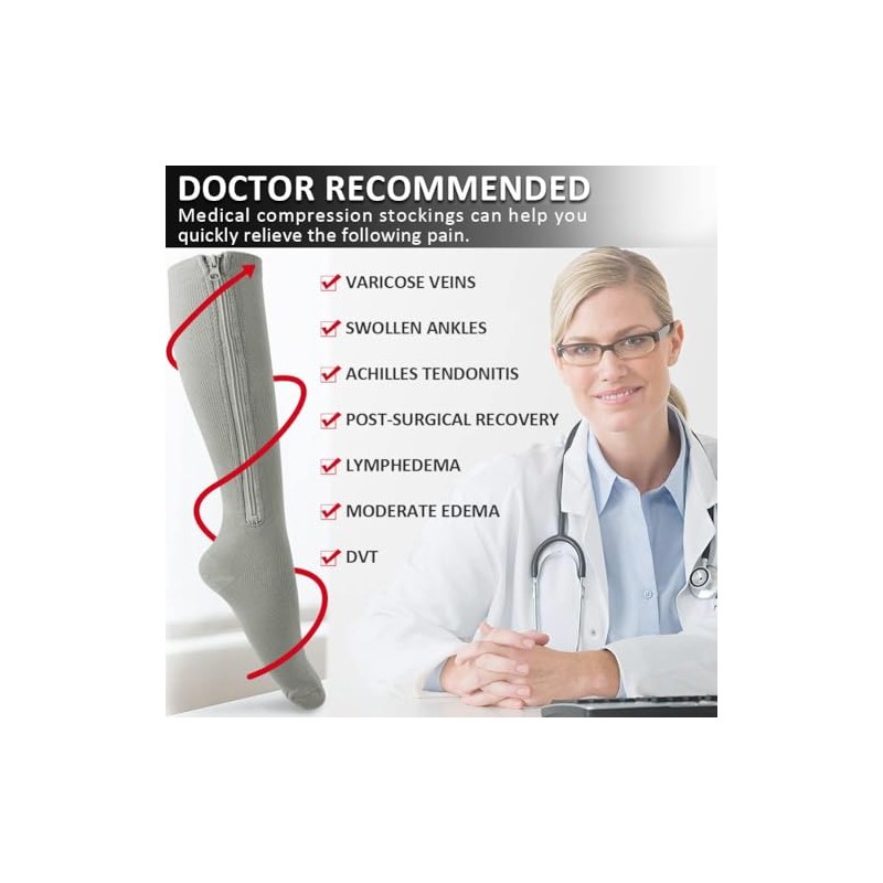 Ailaka Ailaka 15-20 mmHg Zipper Compression Socks for Women Men,