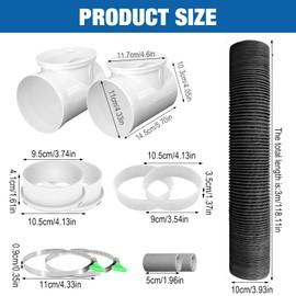 Black Dryer Vent Hose for Tight Space Includes 2 90-degree Dryer Vent Elbow and 1 Dryer Vent Duct, Flexible Dryer Hose Vent Kit-Space Saving, Indoor Dryer Vent Connector, Easy installation