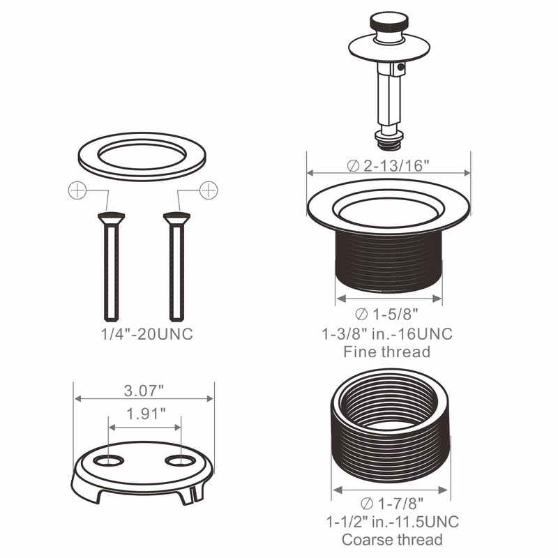 Bathtub Tub Drain Conversion Kit Assembly, Wellup Lift and Turn