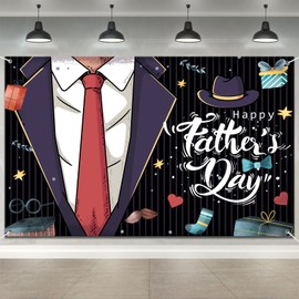 Happy Fathers Day Banner Decorations 70.9x45.3in Extra Large Size Father's Day Backdrop Banners Party Supplies Background for Photograph Indoor Outdoor Family Celebrations Wall Door Home Decor(black)