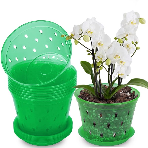 Lanccona 6.7 Inch 8 Pack Orchid Pots with Holes and