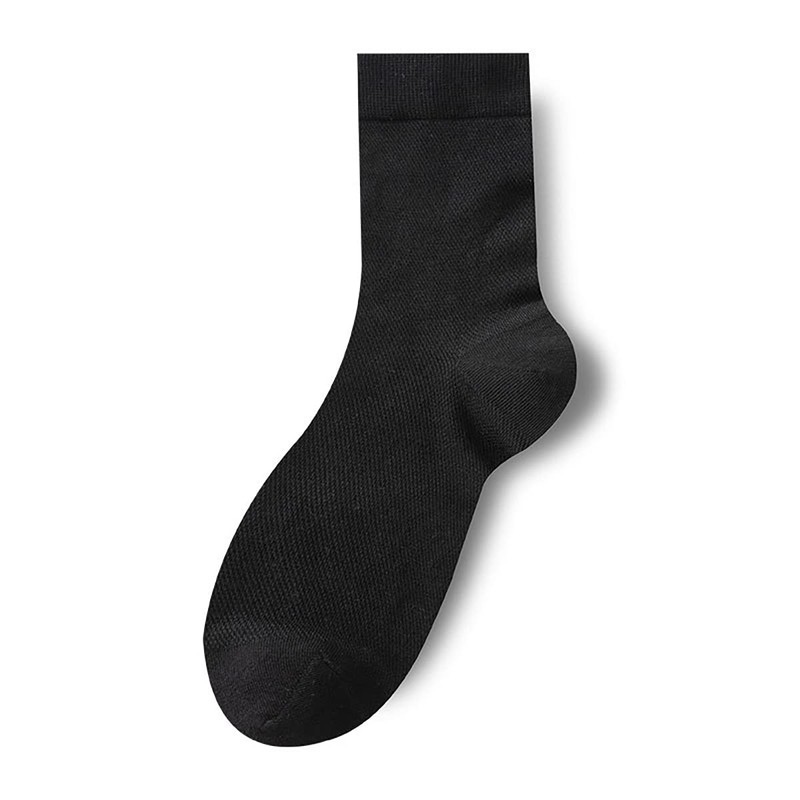 FQZMQBQ Men's Summer Business Socks, Black, White, Mesh, Solid, Thin,