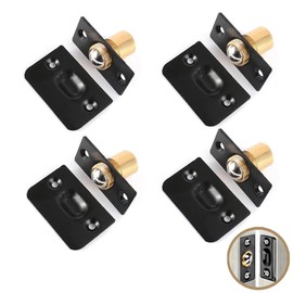 Closet Door Ball Catch Hardware, Stainless Steel Adjustable Ball Catch Door Hardware with Brushed Satin Finish Strike Plate,Strong Drive in Ball Latch for Closet (2, Black)