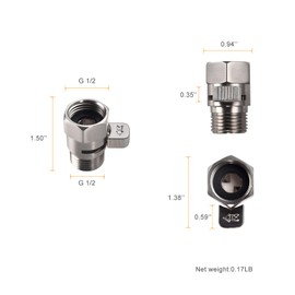 ChuangTim Brushed Nickel Water Flow Control Valve, 1/2" Shower Head Flow Control Valve, Brass Shut Off Valve for Handheld Shower, Water Pressure Regulator Replacement for Shower System