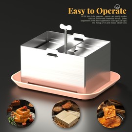 Stainless Steel Tofu Presser, 6.3 * 4.72 Inch, Dishwasher Safe with Gauze and Drip Tray for Firm or Extra Firm Tofu
