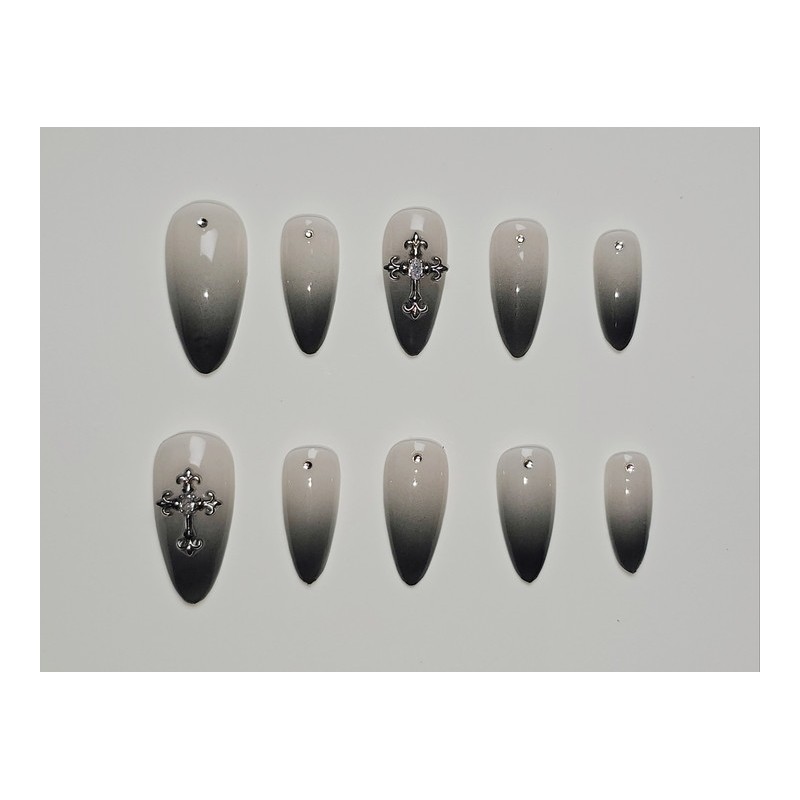 Daily ChicBlack Veil [Handmade Nail Tip] Emily Nail - Short