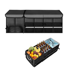 JHdril Trunk Organizer With Built-In Insulated Leak Proof Cooler Bag, 110L Foldable Car Trunk Organizer with 5 Independent Spaces, Trunk Organizer for Suv Car Truck