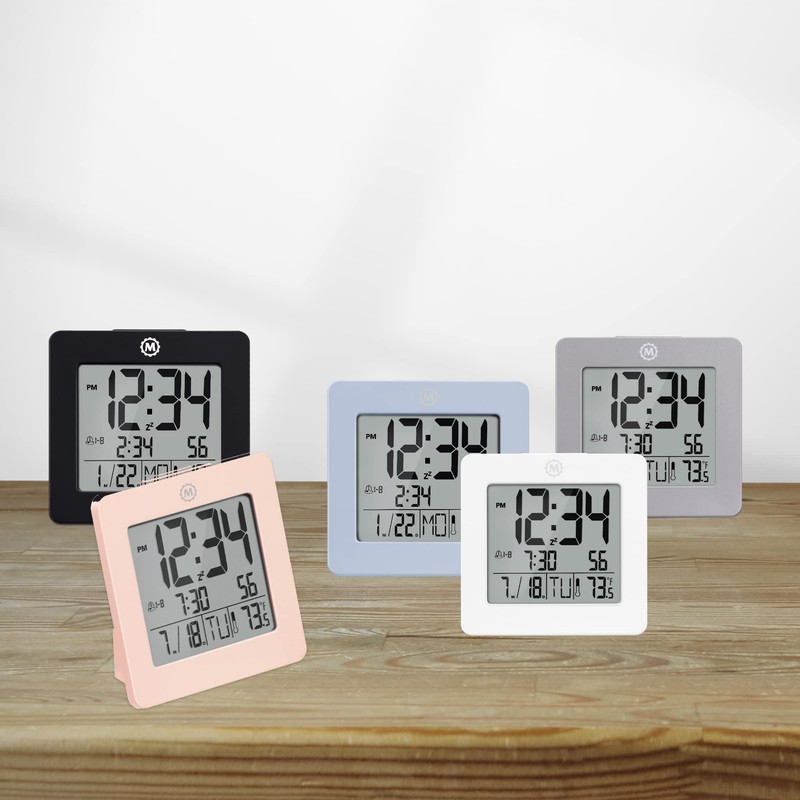 Marathon Digital Desktop Clock, Blue - Easy-to-Read 3.5” Display with