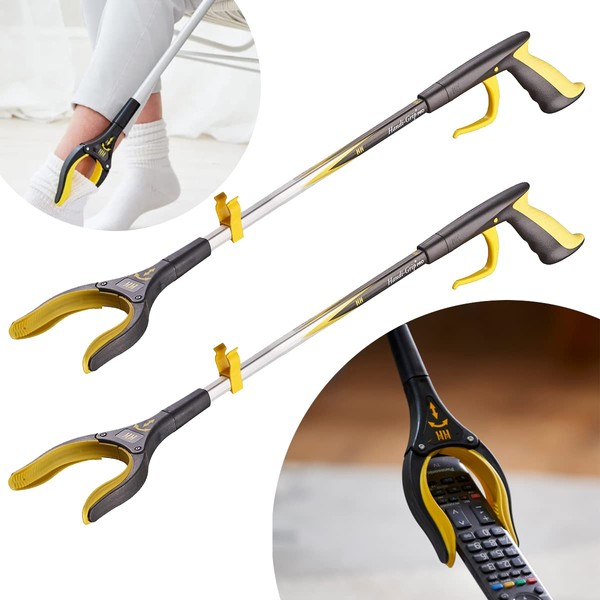 2 Pack The Helping Hand Company Handi-Grip PRO Reacher Grabber - 2 x 26 inch/66cm. Long Handled Grabber Stick for Elderly, Disabled, Reaching Aid for Anyone Struggling When Bending and Reaching