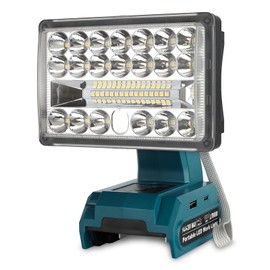 WaxPar 18W Flashlight Compatible with Makita 18V Battery, 2000LM Floodlight 18V Spotlight with USB Port,Type C Port, 110 Degree Pivoting Head