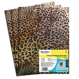 Barrilito Foamy carta metalizado color animal print leopardo, 1 paquete con 5 hojas. EVA02