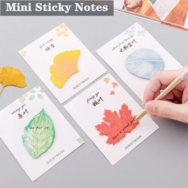 8 Packs/240 Sheets Leaf-Shaped Sticky Notes Novelty Self Stick Post Cute Mini Sticky Note Pad Colorful Post Memo for School Office Memo Pupils Kids Gifts
