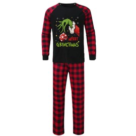 Adafunzo Matching Christmas Pyjamas Satin 2 Piece Lounge Set Sleepwear Family Christmas Pajamas Set for Adults (Medium, Men, Black)
