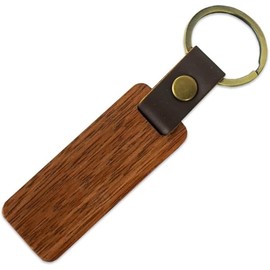 Leather Wooden Keyrings DIY Blank with Leather Strap Walnut Wood Keyring Unfinished Wooden for Engraving Key Tags Wood Crafts Easy to Use (Pack of 8)