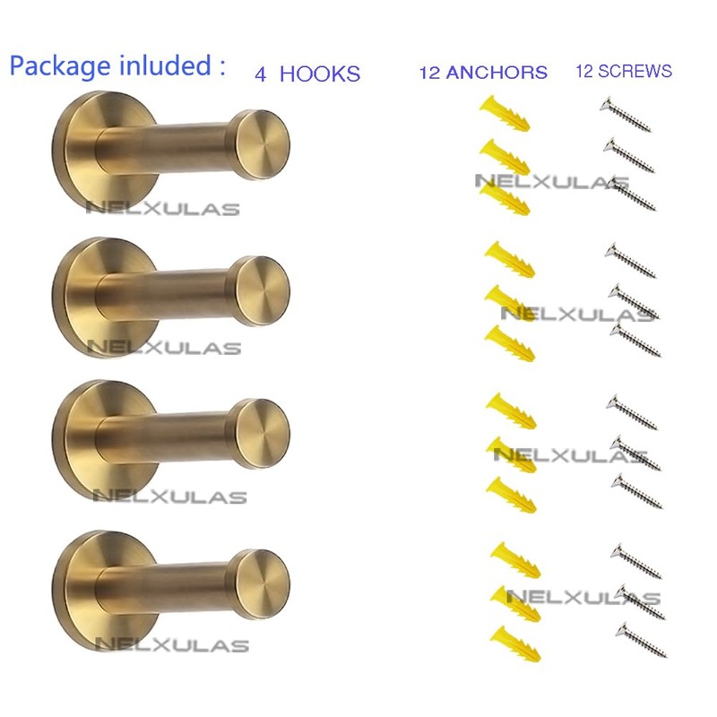 NELXULAS Golden Brushed Stainless Steel Single Heavy Duty Wall Mount