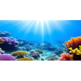 MIRRORANG 120 x 50 cm Underwater Aquarium Background Sunlight Blue Sea Colourful Coral Reef Underwater World Aquarium Poster Background