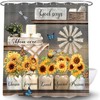 Farmhouse Rustic Sunflower Shower Curtains Inspirational Quotes, 72x72in
