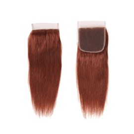 Red Brown Closure 5x5 Closure Brown 33# Straight Closure Invisible Hd Lace Closure Brazilian Human Hair Extensions Preplucked Bleached Knots Wet And Wavy Closure For Women 22 Inch
