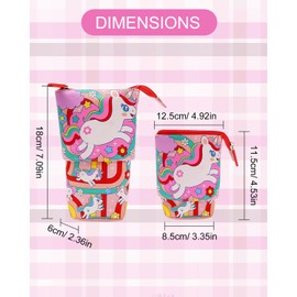 Xespis Pencil Case Zip Telescopic Boys 2-in-1 Stand Pencil Case Boys, Pink-djs