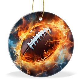 Christmas Ornament Ceramic Keepsake,American Football Ball,Xmas Gifts for Friends,Family,Colleagues