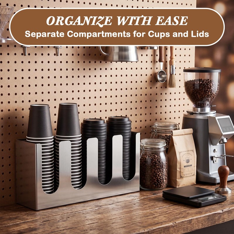 Sawysine Stainless Steel Coffee Cup and Lid Organizer Holder 4