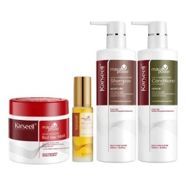 Karseell Mascarilla Cabello Rojo+aceite+champú+acondicionado