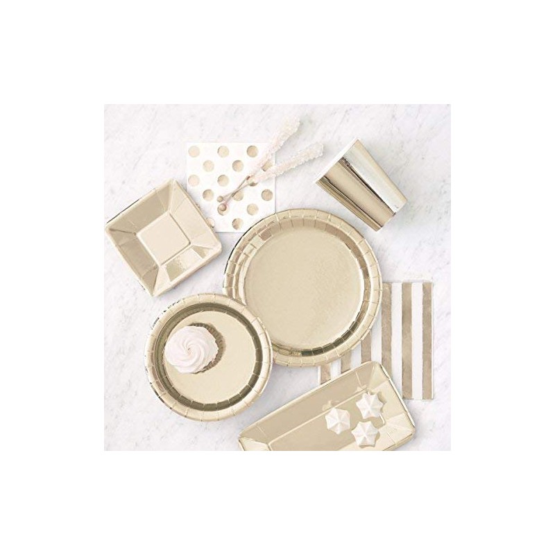 Elegant Gold Foil Round Dinner Plates - 9" (Pack of